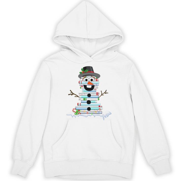 Snowman Book Stack Librarian Book Lover Christmas Unisex Hoodie