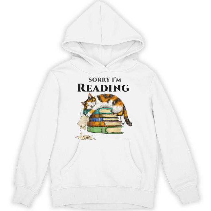 Sorry I'm Reading Calico Cat Book Lover Unisex Hoodie