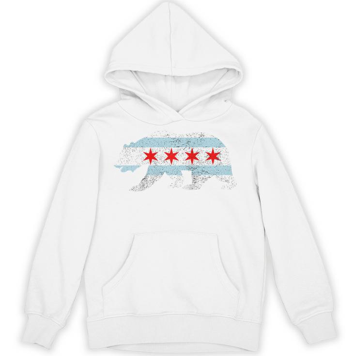 Sweet Vintage Retro Chicago City Flag Bear Print Raglan Baseball Tee Unisex Hoodie