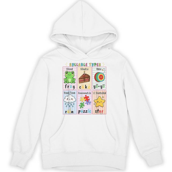 Syllable Types Teacher Phonics Reading Science Of Reading Unisex Hoodie