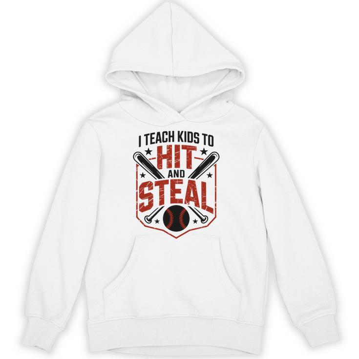 I Teach Kids To Hit And Steal Baseball Softball Coach Premium Tri-Blend Unisex Hoodie