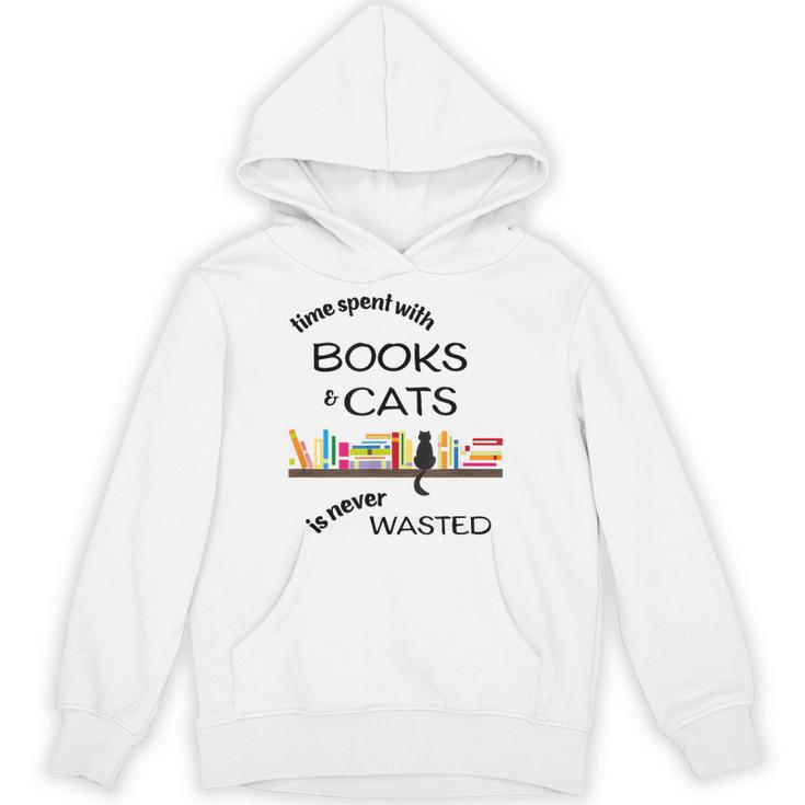 Time Spent With Books & Cats Is Never Wasted Unisex Hoodie