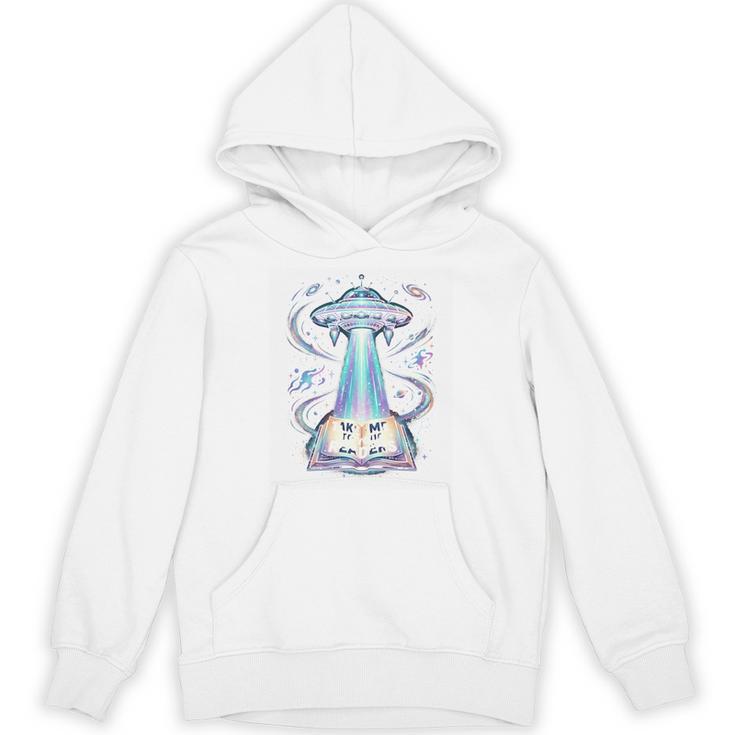 UFO Abducting Book Take Me To Your Readers Sci-Fi Unisex Hoodie