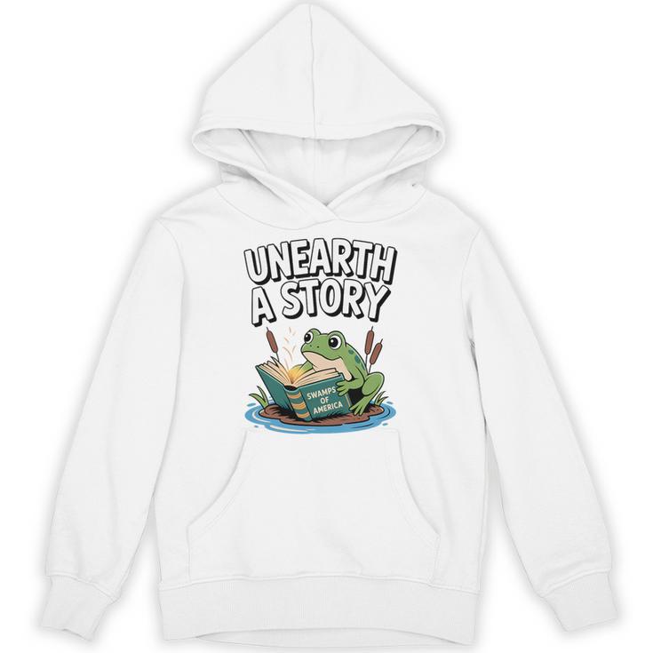 Unearth a Story Frog Reading a Book Summer 2026 Premium Tri-Blend Unisex Hoodie