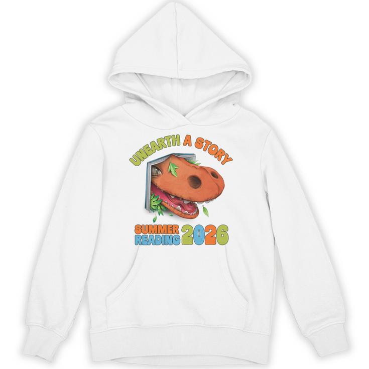 Unearth A Story Summer Reading 2026 Dinosaur Book Lover Dino Premium Tri-Blend Unisex Hoodie
