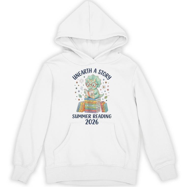 Unearth a Story Triceratops Dinosaur Reading Books Cute Dino Unisex Hoodie