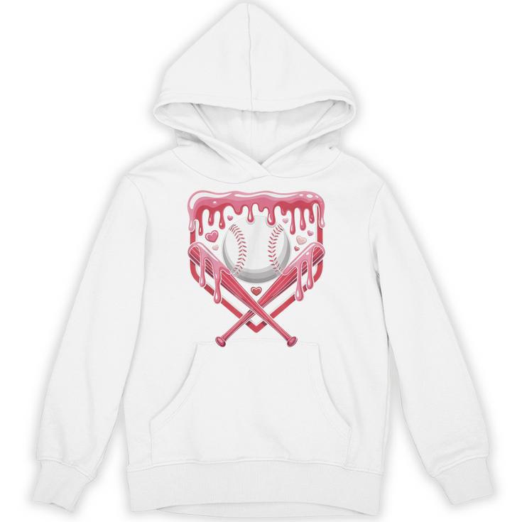 Valentines Baseball Boys Ice Cream Drip Heart Youth Kids Unisex Hoodie