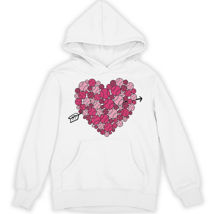 Valentine's Day Baseball Heart Softball Player Sports Lover Unisex Hoodie