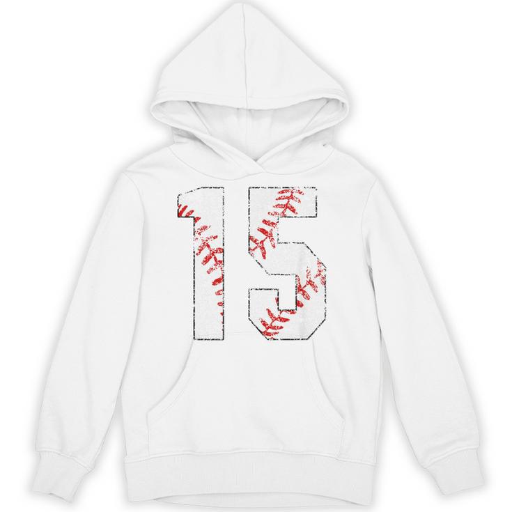 Vintage Distressed Baseball Number 15 Jersey Player Uniform Unisex Hoodie