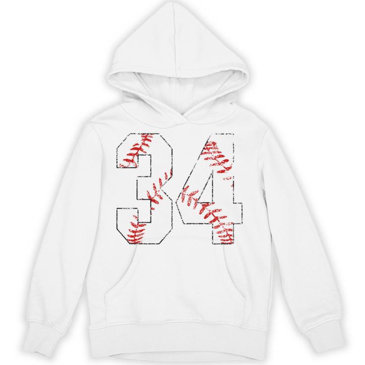 Vintage Distressed Baseball Number 34 Jersey Player Uniform Unisex Hoodie