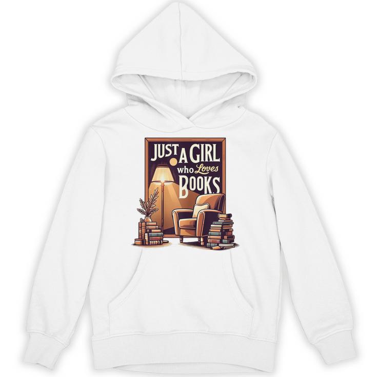 Vintage Just A Girl Who Loves Books Retro Bookworm Reader Unisex Hoodie