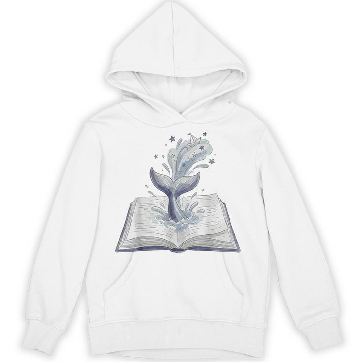 Whale Watching Dive Into Reading Open Book Watercolor Kids Unisex Hoodie Whale Watching Dive Into Reading Open Book Watercolor Kids Unisex Hoodie