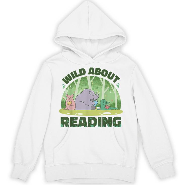 Wild About Reading Books Rhino Pig And Crocodile Unisex Hoodie