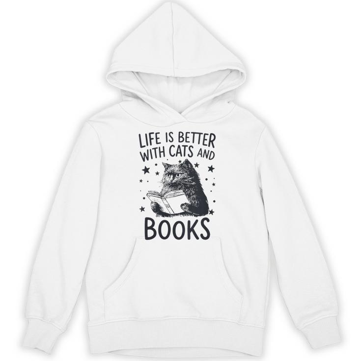 Women's Life Is Better With Cats And Books Cat Unisex Hoodie