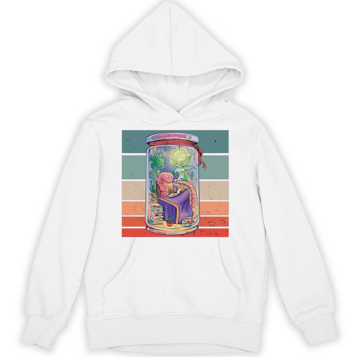 Worm Cozy Reading Books Plants Lamp Relaxation Nature Animal Unisex Hoodie