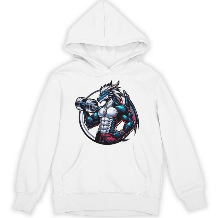 キュートでかわいいグラフィックのドラゴンが筋肉質のシックスパックを表示 長袖tシャツ パーカー