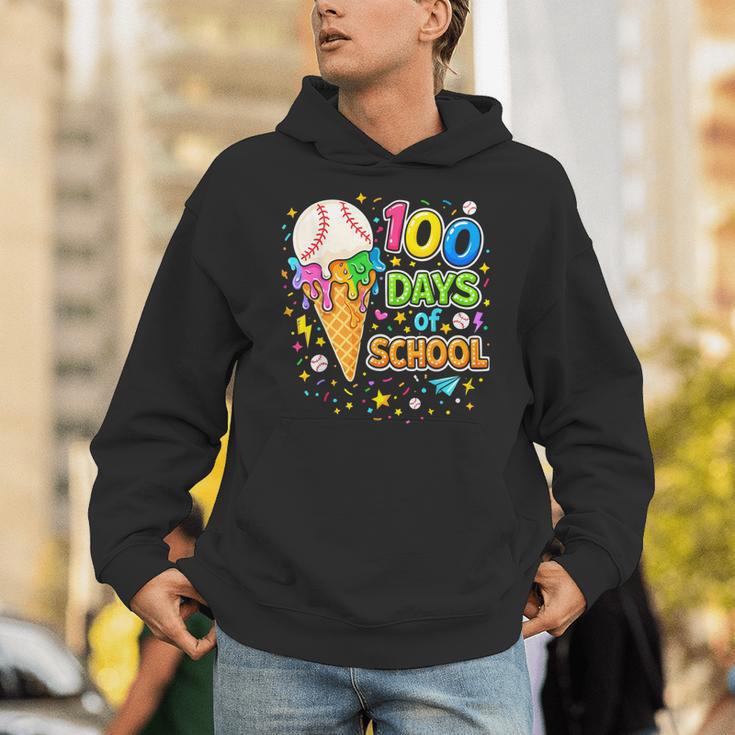 100 Days Of School Baseball Ice Cream Drip Boys Kids Player Unisex Hoodie 100 Days Of School Baseball Ice Cream Drip Boys Kids Player Unisex Hoodie