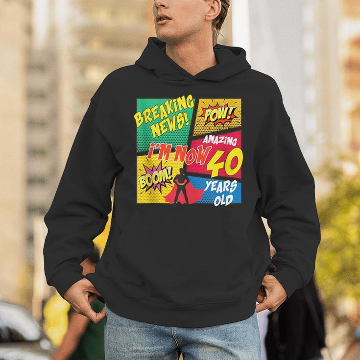 40 Years Old Birthday Comic Style Book Lover Party Unisex Hoodie 40 Years Old Birthday Comic Style Book Lover Party Unisex Hoodie
