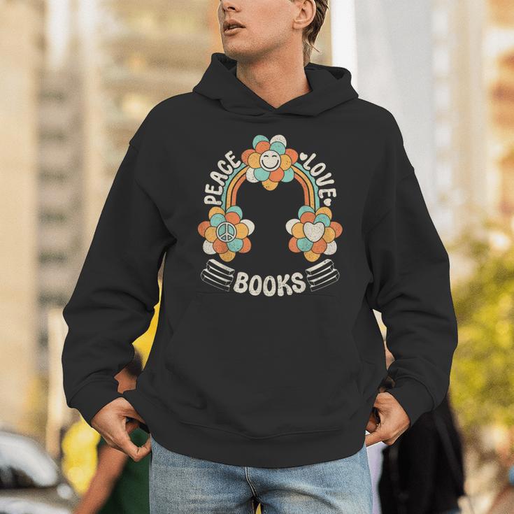 70s Groovy Rainbow Reading Outfit Hippie Peace Love Books Unisex Hoodie 70s Groovy Rainbow Reading Outfit Hippie Peace Love Books Unisex Hoodie