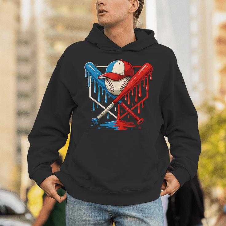 American Baseball Drip Graffiti Ball And Bat Unisex Hoodie