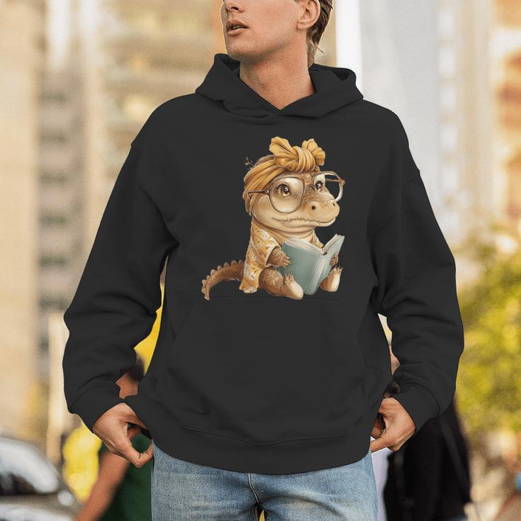 Baby Crocodile Small Book Reading Reptile Graphic Portrait Unisex Hoodie Baby Crocodile Small Book Reading Reptile Graphic Portrait Unisex Hoodie