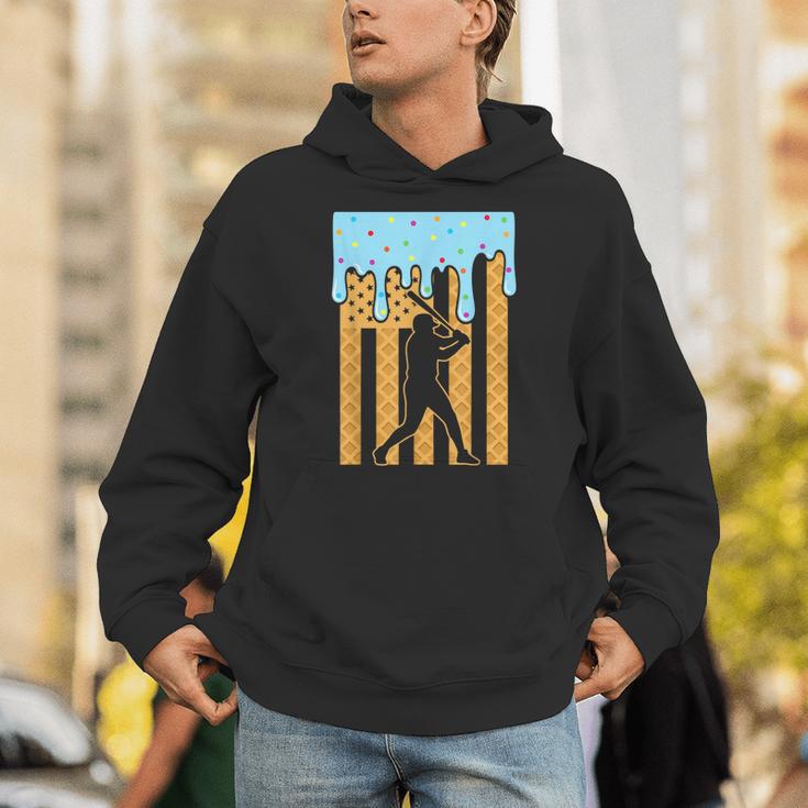 Baseball Drip Dripping Ice Cream Sport Player American Flag Unisex Hoodie Baseball Drip Dripping Ice Cream Sport Player American Flag Unisex Hoodie