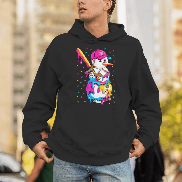 Baseball Snowman Drip Christmas Baseball Boys Men Kids Unisex Hoodie