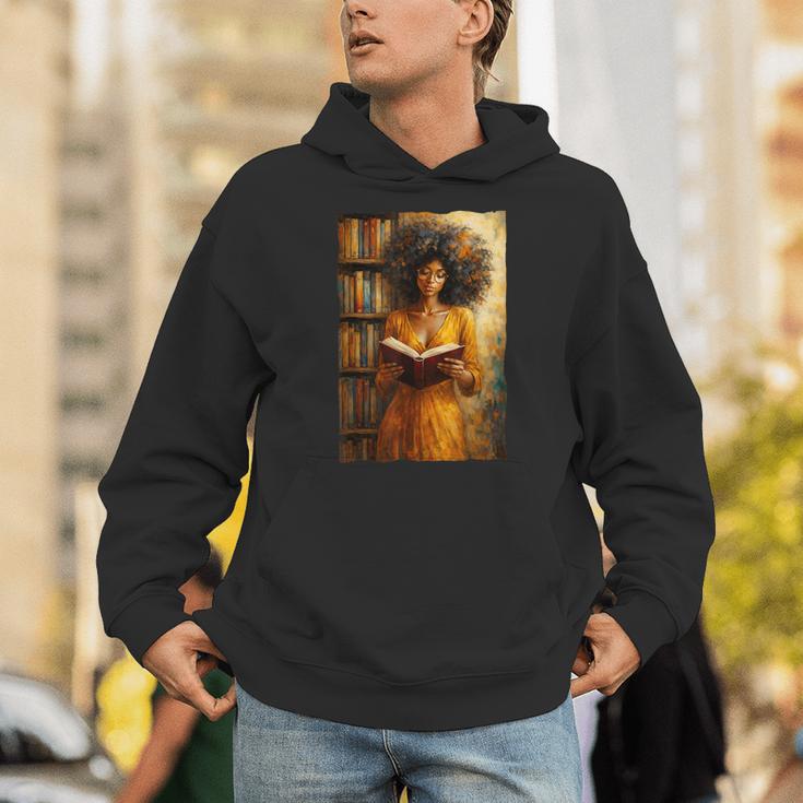 Bookish Melanin Afro Girl Reading Book Bookstore Woman Unisex Hoodie