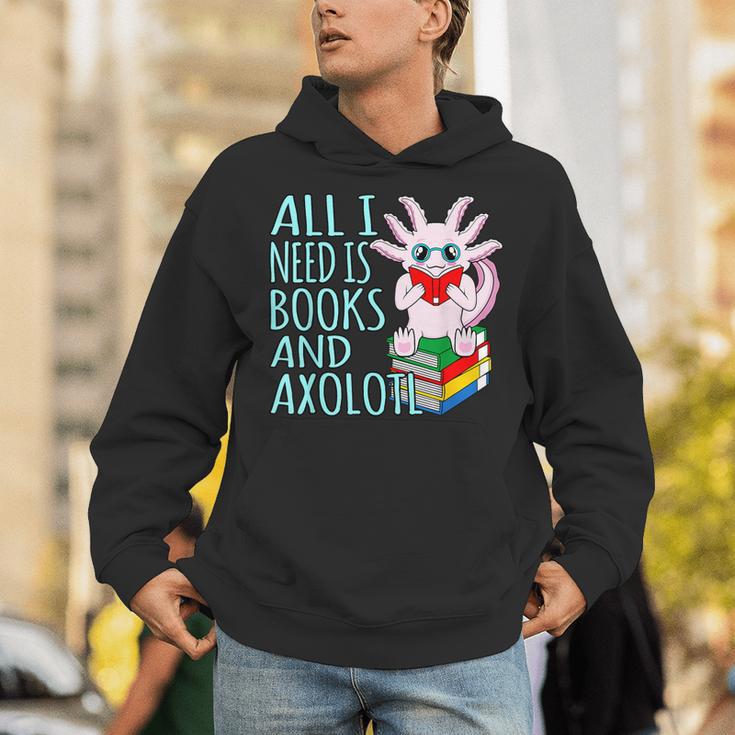 Books And Axolotl Kawaii Animal Axolotls Lover Owner Graphic Unisex Hoodie Books And Axolotl Kawaii Animal Axolotls Lover Owner Graphic Unisex Hoodie