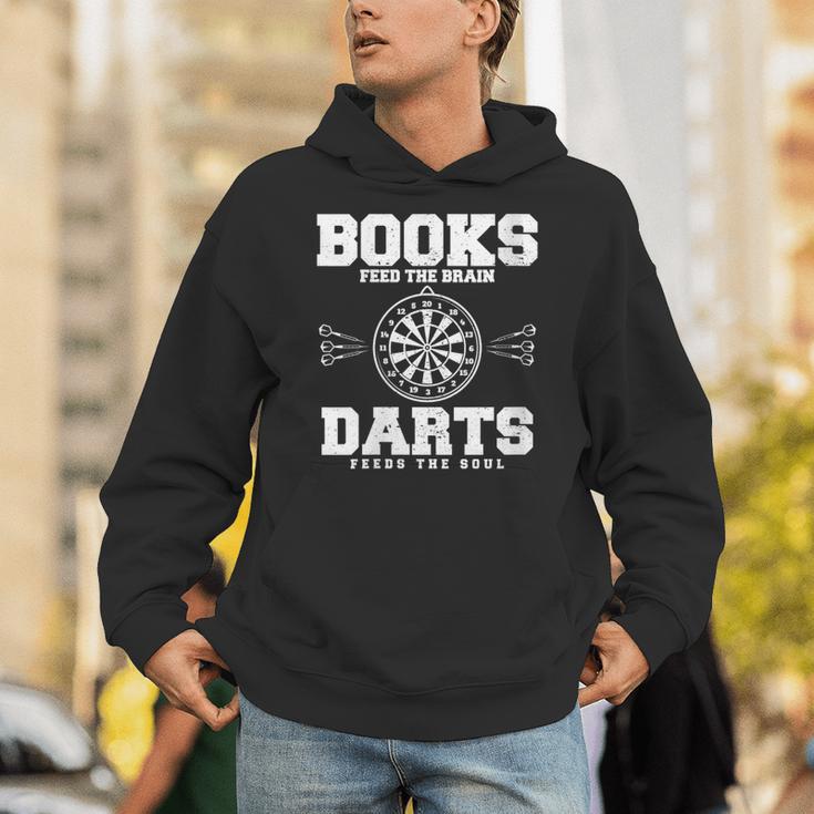 Books Feed The Brain Darts Feeds The Soul Unisex Hoodie