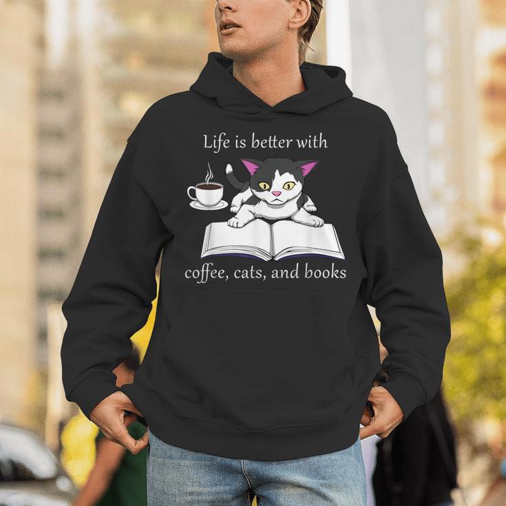 Cat Reads a Book Reading Coffee Unisex Hoodie Cat Reads a Book Reading Coffee Unisex Hoodie