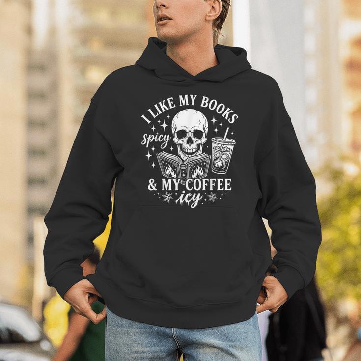 Coffee Skeleton I Like My Books Spicy And My Coffee ICY Unisex Hoodie Coffee Skeleton I Like My Books Spicy And My Coffee ICY Unisex Hoodie