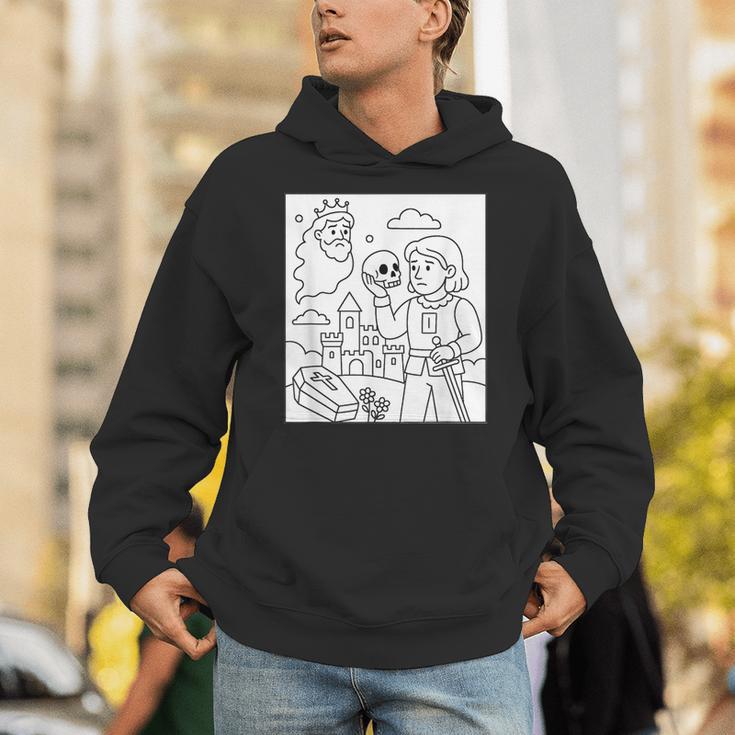 Coloring Book Hamlet Ghost Yorick Castle Shakespeare Play Unisex Hoodie