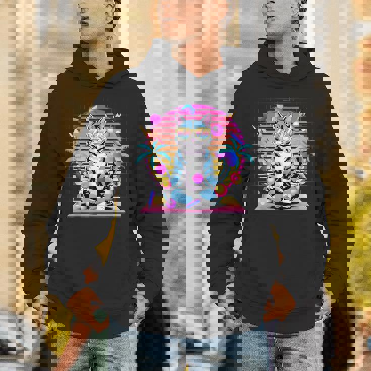 Cool Cat 瞑想 ヴェイパーウェーブ 80年代 レトロ シンセウェーブ パーカー