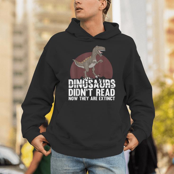 Cool Reading Teacher For Men Women Read Books Dinosaur Book Unisex Hoodie