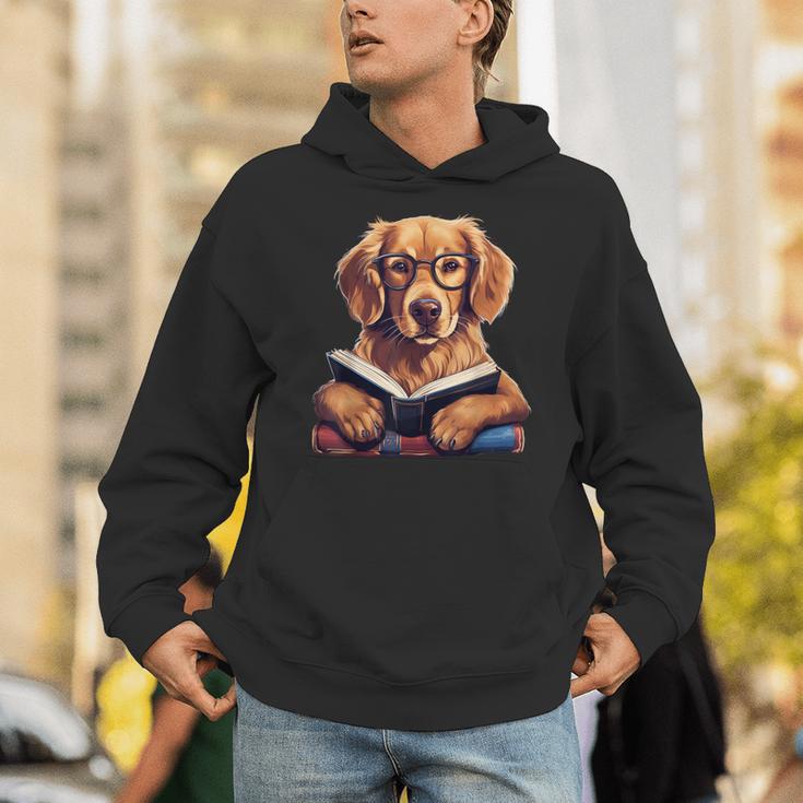 Cute Dog Golden Retriever Reading Book Unisex Hoodie