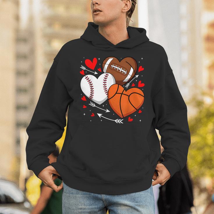 Cute Heart Baseball Basketball Football Valentine Boy Men Unisex Hoodie Cute Heart Baseball Basketball Football Valentine Boy Men Unisex Hoodie