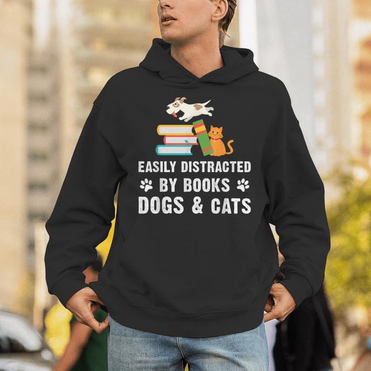 Cute Pet Animals Book Easily Distracted By Dogs Cats & Books Unisex Hoodie Cute Pet Animals Book Easily Distracted By Dogs Cats & Books Unisex Hoodie