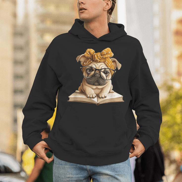 Cute Pug Reading Dog Book Lover Animal Graphic Baby Portrait Unisex Hoodie Cute Pug Reading Dog Book Lover Animal Graphic Baby Portrait Unisex Hoodie