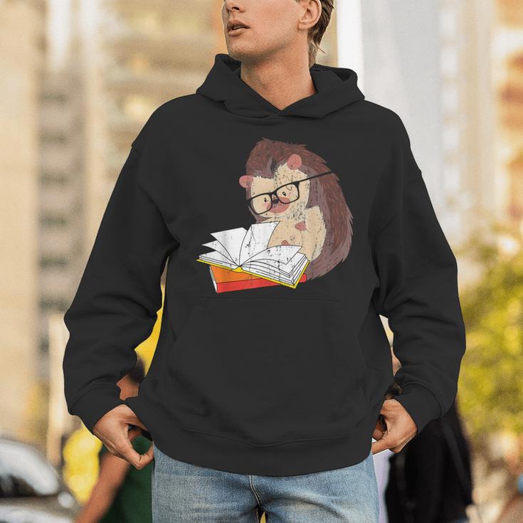 Cute Wildlife Forest Animal Bookworm Book Reading Hedgehog Unisex Hoodie