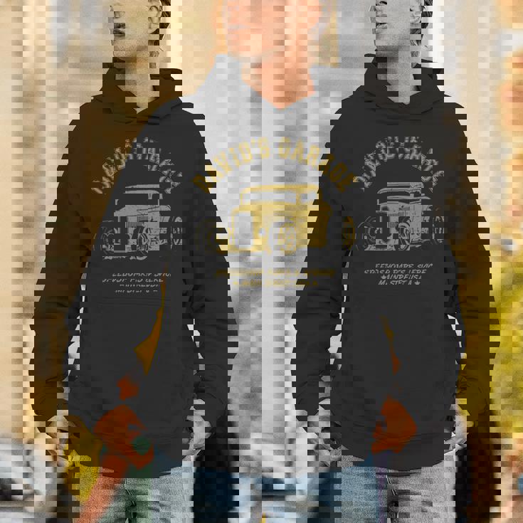 David's Garage Hotrod クラシックカーデザイン 長袖tシャツ パーカー