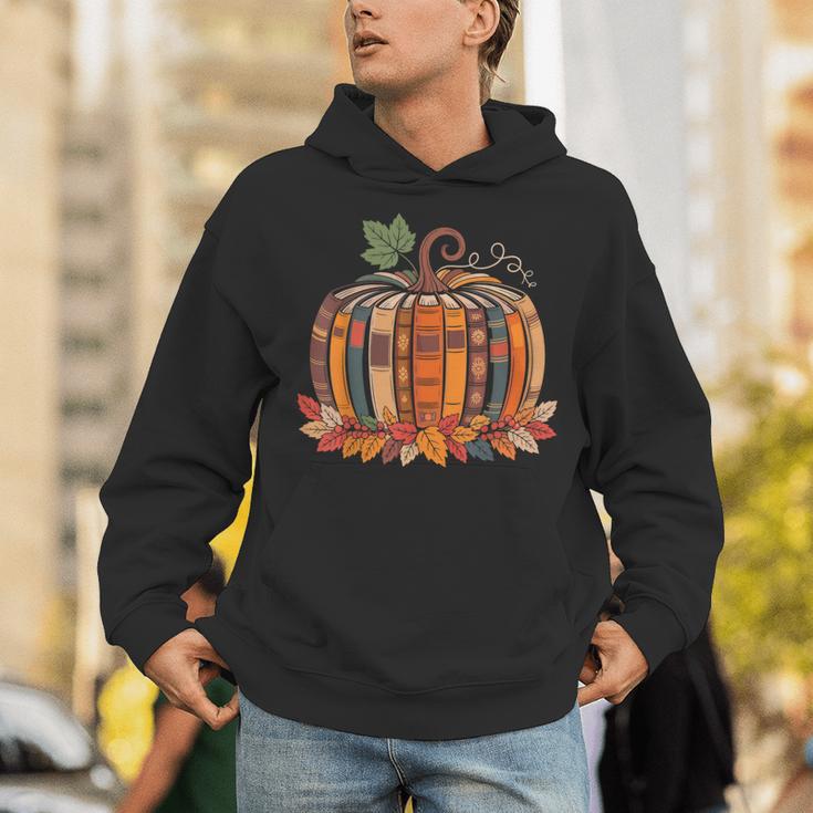 Fall Book Pumpkin Retro Reading Teacher Autumn Books Lover Unisex Hoodie