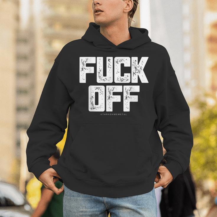 メンズ Fuck Off Thrash メタル パーカー