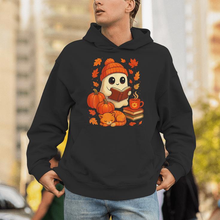 Ghost Reading Book Lovers Autumn Fall Halloween Unisex Hoodie Ghost Reading Book Lovers Autumn Fall Halloween Unisex Hoodie