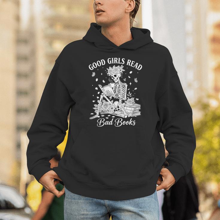 Good Girls Read Bad Books Skeleton Reading Book Halloween Unisex Hoodie Good Girls Read Bad Books Skeleton Reading Book Halloween Unisex Hoodie