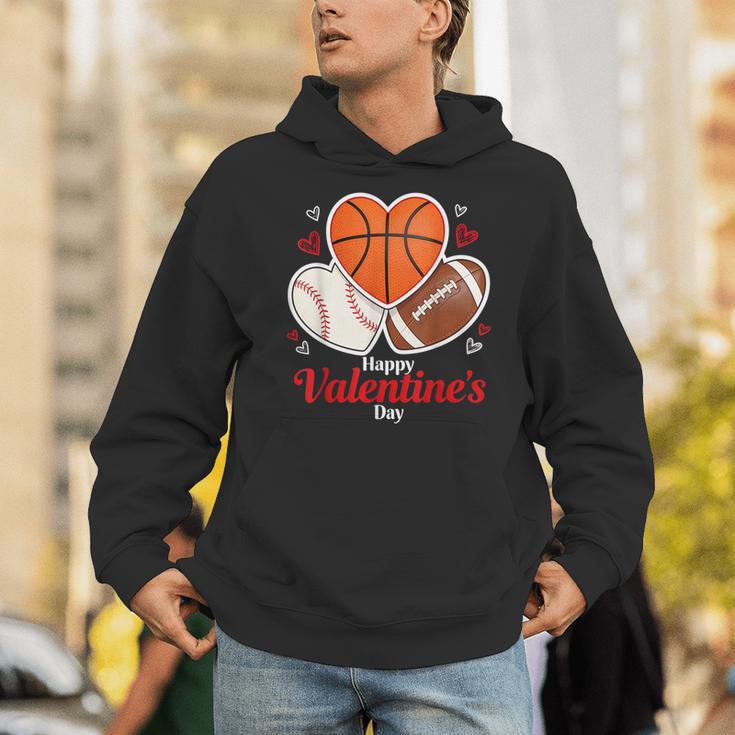Happy Valentine’s Basketball Football Valentine Baseball Unisex Hoodie