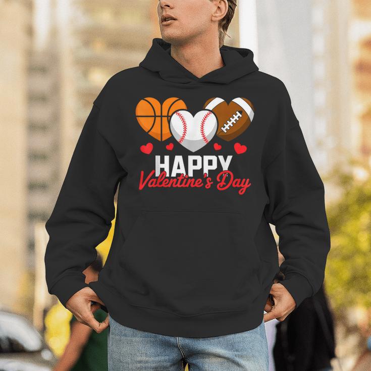 Happy Valentine’s Day Basketball Football Baseball Hearts Unisex Hoodie