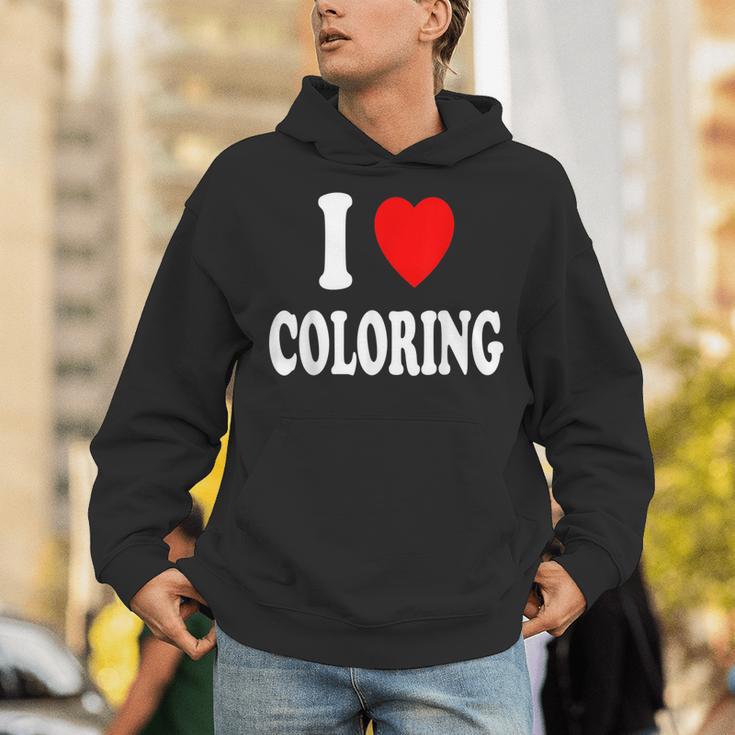 I Heart Love Coloring Hobbies Books Pencils Crayons Marker Unisex Hoodie