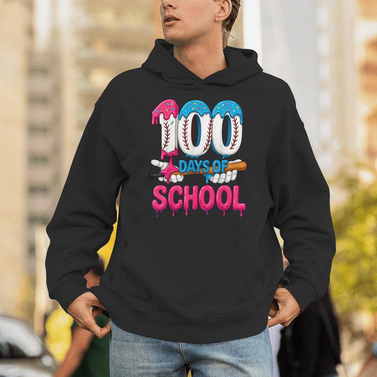 HUGvyn 100 Days Of School Baseball Ice Cream Teacher Student Unisex Hoodie HUGvyn 100 Days Of School Baseball Ice Cream Teacher Student Unisex Hoodie