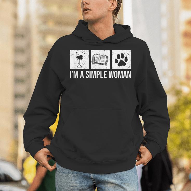 I'm A Simple Woman Wine Books & Dogs Reading Lover Unisex Hoodie
